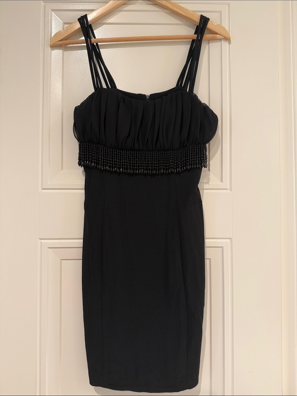 Black Beaded Bust Sheath Dress